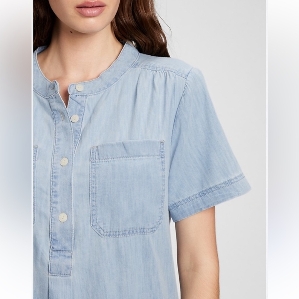 Karen Scott Cotton Light Blue Button Down Shirt
